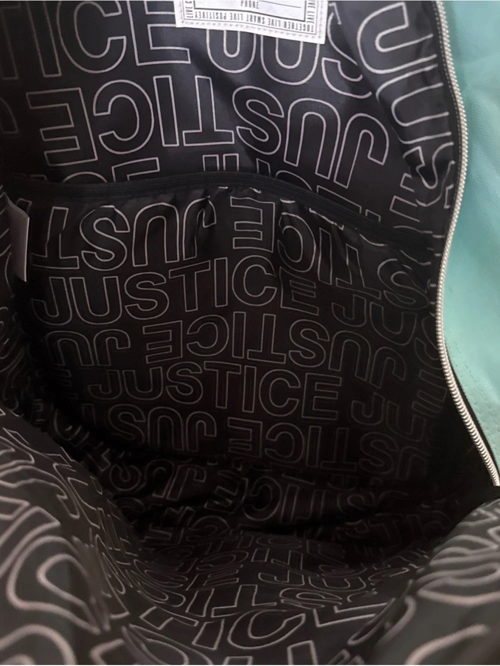 Justice Teal Backpack with Multicolor Smiley Front Pocket